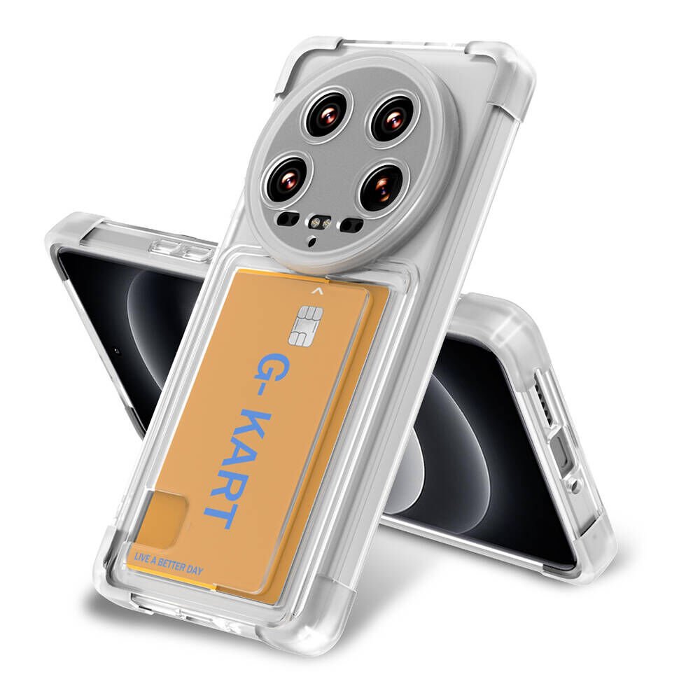 Xiaomi Mi 14 Ultra Kılıf Airbag Tasarımlı Şeffaf Kartlıklı HEPTEKİLETİŞİM G-Kart Kapak