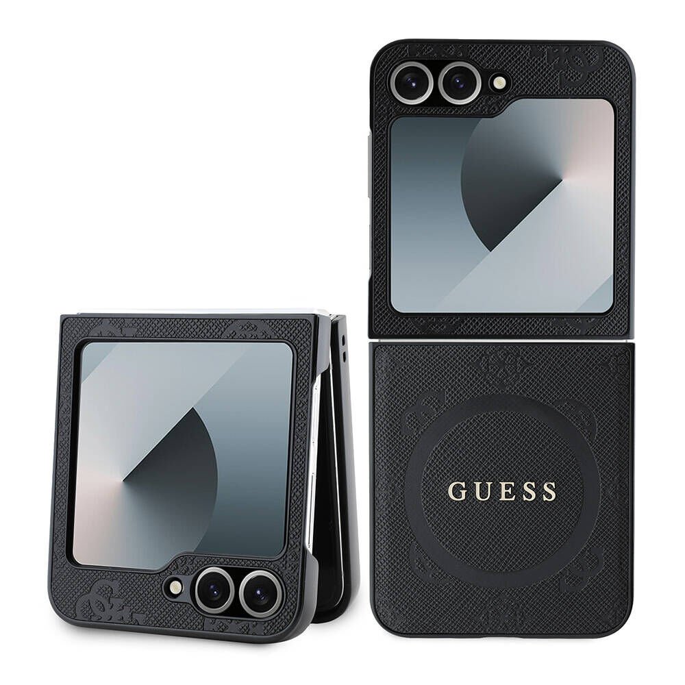 Samsung Galaxy Z Flip 6 Kılıf Guess Orjinal Lisanslı Magsafe Şarj Özellikli Saffiano Metal Logo Kapak