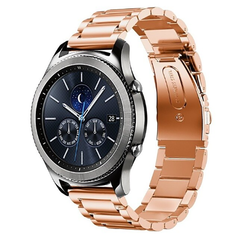 Samsung Galaxy Watch 3 45mm/samsung Gear S3/watch S4 Metal Kordon Paslanmaz Çelik Tasarım (KRD-04) Rose Gold
