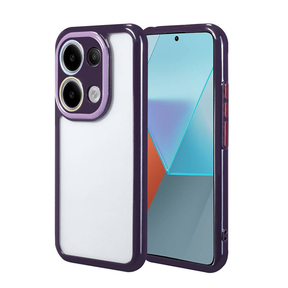 Xiaomi Poco M6 Pro 4G Kılıf Kamera Korumalı Renkli Kenar ve Çerçeve Tasarımlı Kapak (Vitamin) Mürdüm