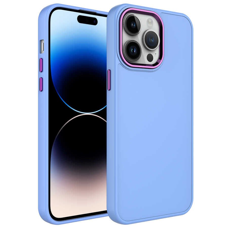 Apple iPhone 13 Pro Kılıf Metal Çerçeve ve Buton Tasarımlı Silikon HEPTEKİLETİŞİM Luna Kapak