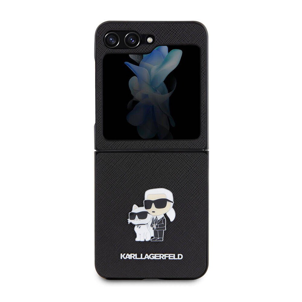 Samsung Galaxy Z Flip 5 Kılıf Karl Lagerfeld Orjinal Lisanslı K&C Metal Logolu Saffiano Kapak
