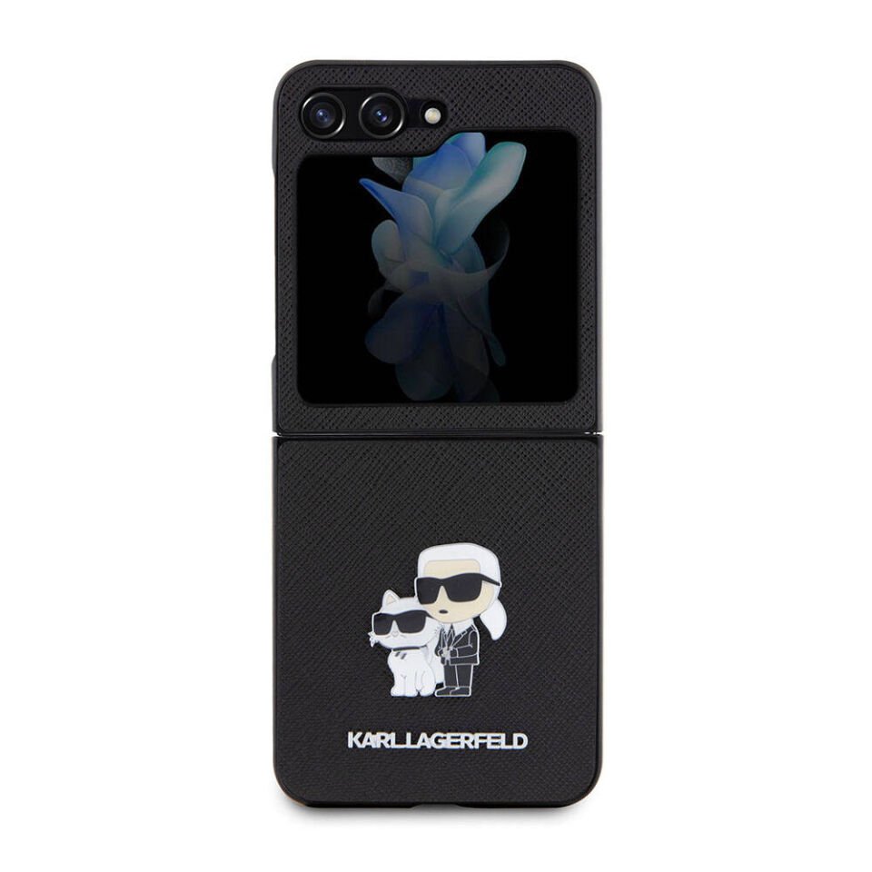 Samsung Galaxy Z Flip 5 Kılıf Karl Lagerfeld Orjinal Lisanslı K&C Metal Logolu Saffiano Kapak