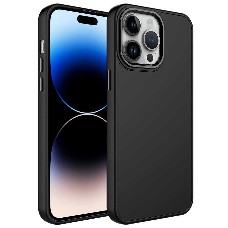 Apple iPhone 13 Pro Max Kılıf Metal Çerçeve ve Buton Tasarımlı Silikon HEPTEKİLETİŞİM Luna Kapak