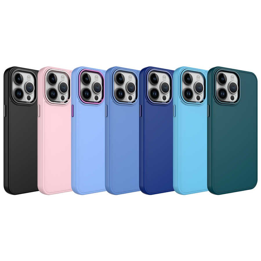 Apple iPhone 13 Pro Max Kılıf Metal Çerçeve ve Buton Tasarımlı Silikon HEPTEKİLETİŞİM Luna Kapak