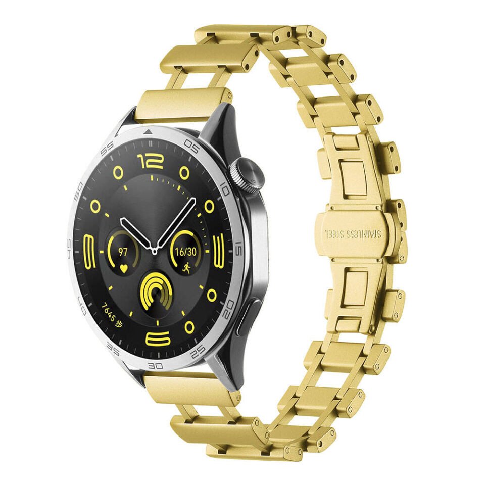 Samsung Galaxy Watch 46mm-22mm Metal Kordon Tasarım (KRD-96) Gold