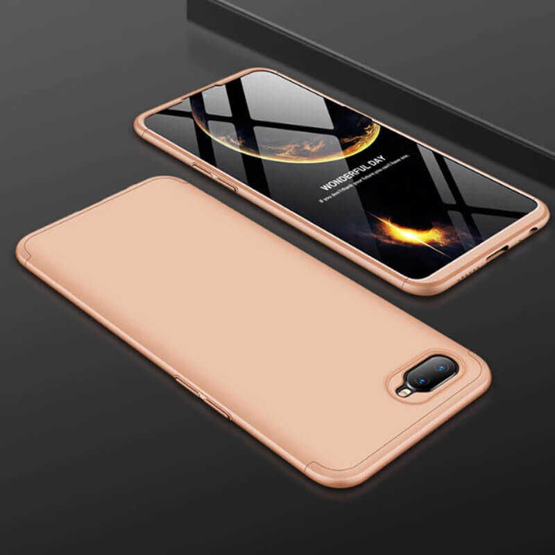 Oppo RX17 Neo Kılıf 360 Tam Koruma Ön Ve Arka Sert Mika Kapak Orjinal Ays Gkk Kapak Siyah