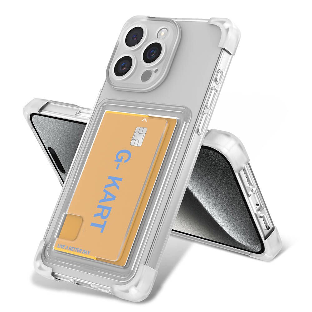 Apple iPhone 15 Pro Max Kılıf Airbag Tasarımlı Şeffaf Kartlıklı HEPTEKİLETİŞİM G-Kart Kapak