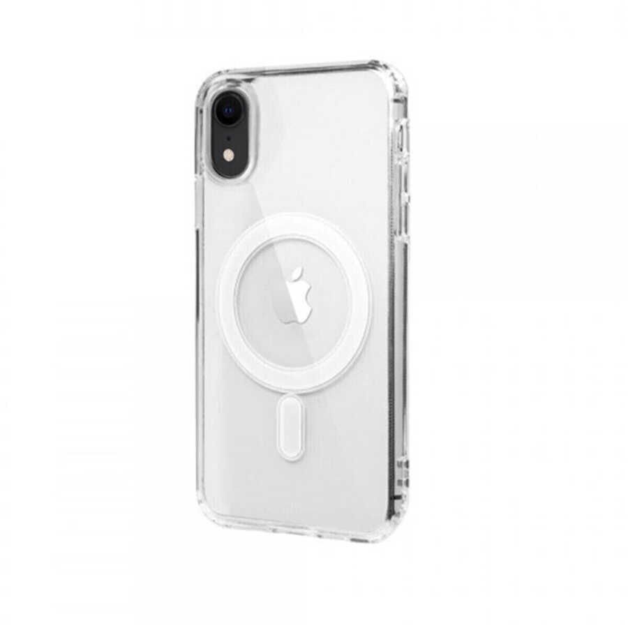 Apple  iPhone XR 6.1 Kılıf Magsafe Wireless Kablosuz Şarj Destekli Sert Şeffaf Kapak (Tacsafe) Renksiz