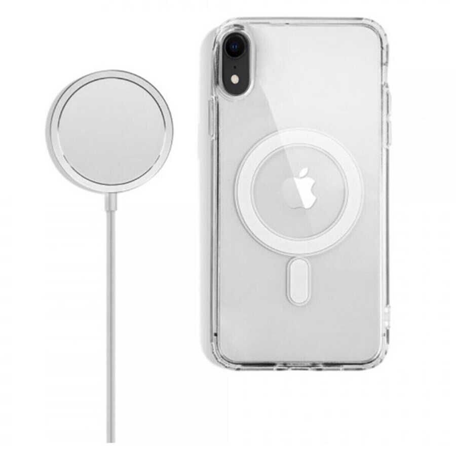 Apple  iPhone XR 6.1 Kılıf Magsafe Wireless Kablosuz Şarj Destekli Sert Şeffaf Kapak (Tacsafe) Renksiz