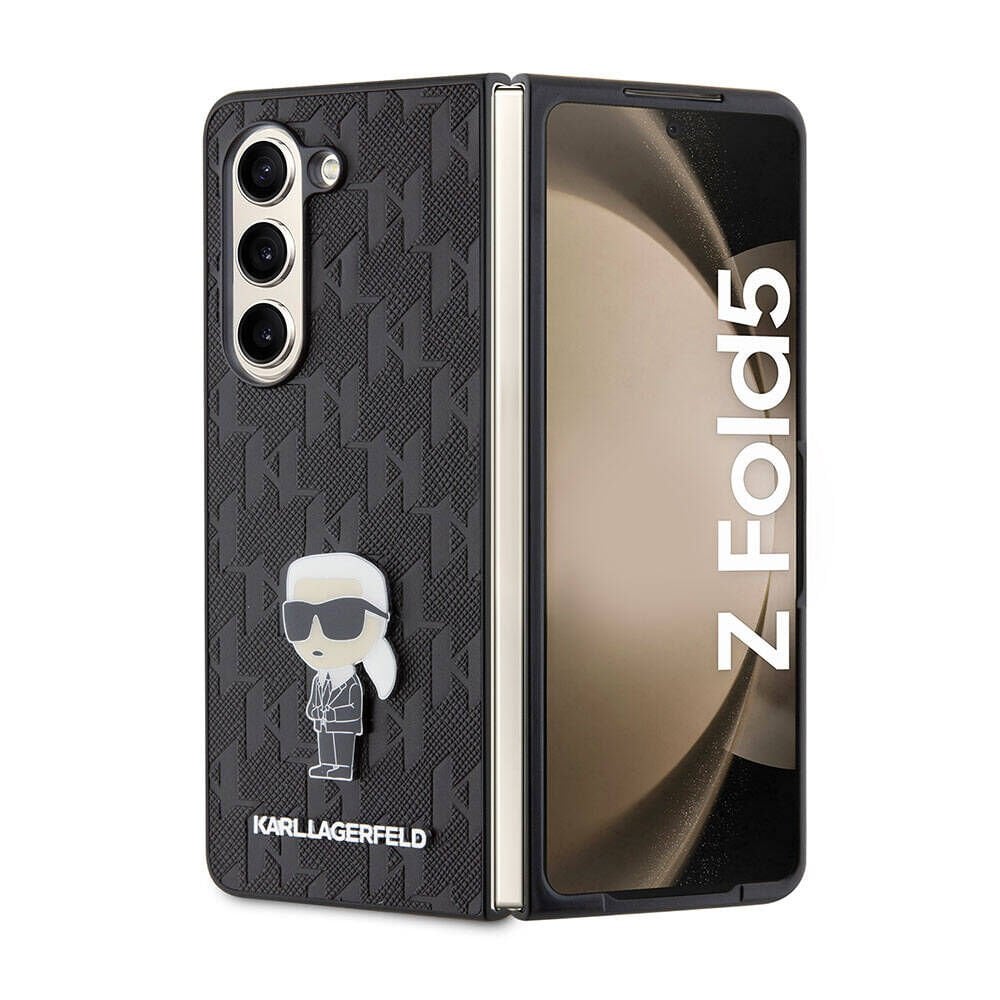 Samsung Galaxy Z Fold 5 Kılıf Karl Lagerfeld Orjinal Lisanslı KL Desenli Karl İkonik Saffiano Kapak