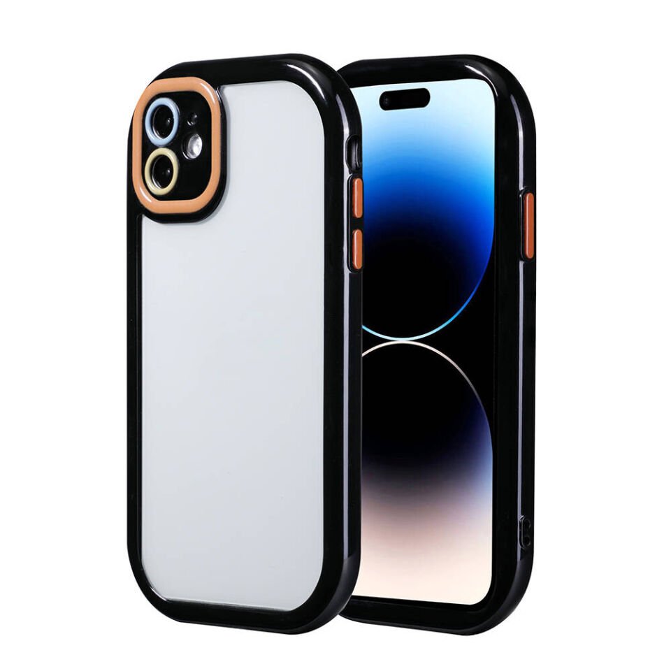 Apple iPhone 11 Kılıf Kamera Korumalı Renkli Kenar ve Çerçeve Tasarımlı Kapak (Vitamin) Siyah