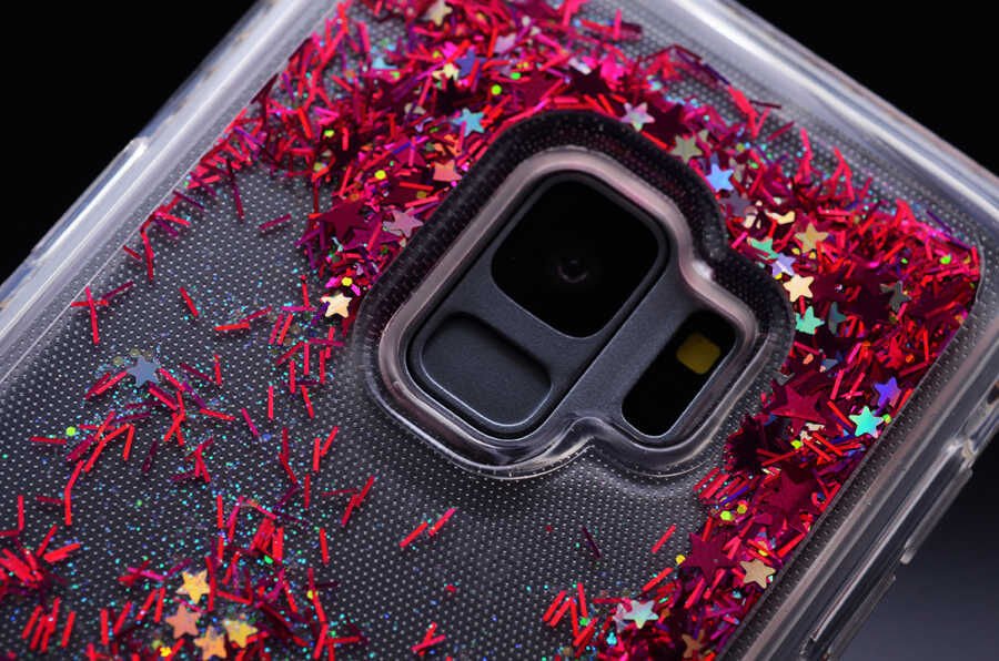 Galaxy S9 Kılıf Zore Sıralı Taşlı Sıvılı Silikon