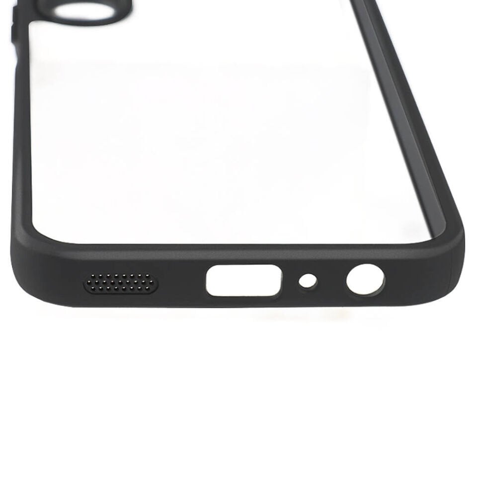 Samsung Galaxy A25 Kılıf Şeffaf Sırt Güçlendirilmiş Silikon Kenar Armor Kapak (ROLL) Siyah