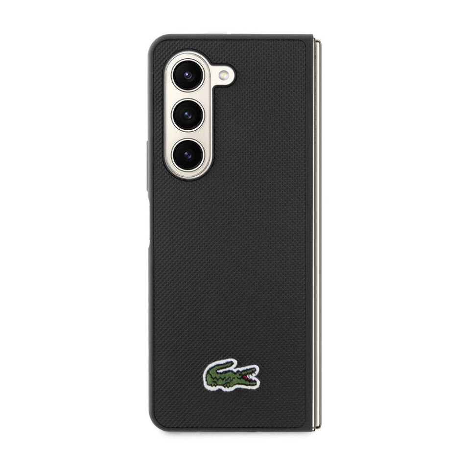 Samsung Galaxy Z Fold 5 Kılıf Lacoste Orjinal Lisanslı PU Pike Desenli Arka Yüzey İkonik Timsah Dokuma Logolu Kapak