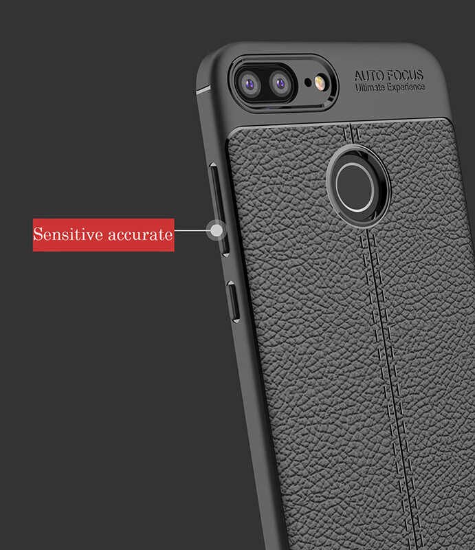 Huawei P Smart Kılıf Deri Görünümlü Renk Atmayan Dayanaklı Silikon Kapak (NİSS) Kırmızı