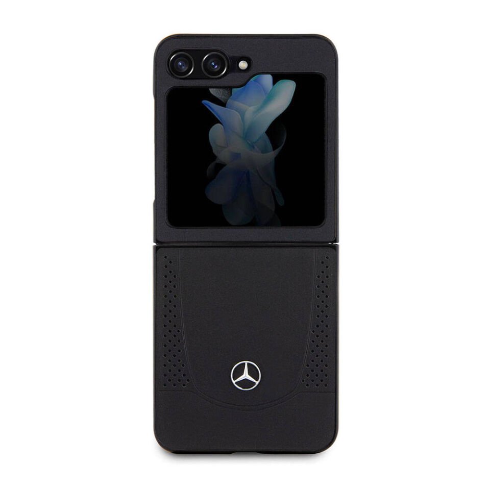 Samsung Galaxy Z Flip 5 Kılıf Mercedes Benz Orjinal Lisanslı Metal Yıldız Logolu Urban Deri Kapak