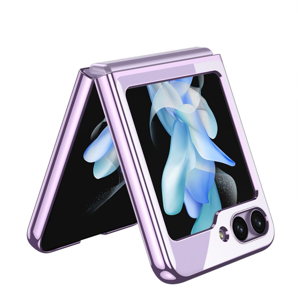 Samsung Galaxy Z Flip 5 Kılıf Kamera Lens Korumalı Kenarları Renkli Parlak Sert Şeffaf Kapak Renksiz