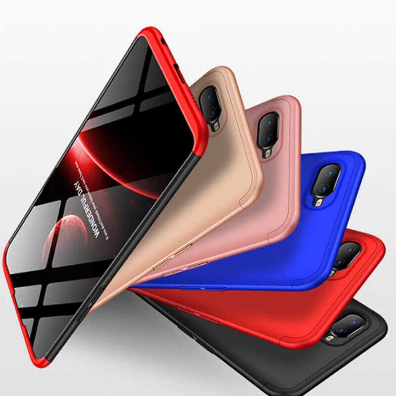Oppo RX17 Neo Kılıf 360 Tam Koruma Ön Ve Arka Sert Mika Kapak Orjinal Ays Gkk Kapak Siyah-Kırmızı