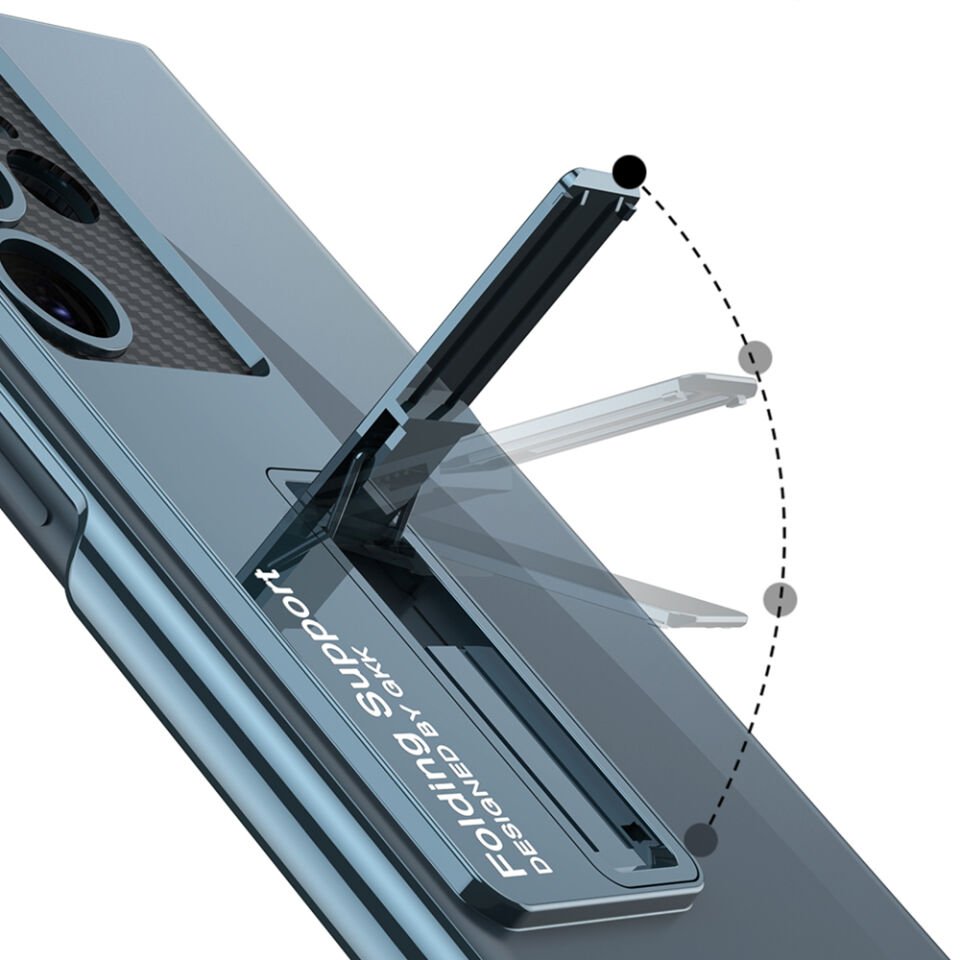 Samsung Galaxy S23 Ultra Kılıf Kamera Korumalı Şeffaf Tasarımlı Standlı Kapak (Lego) Siyah