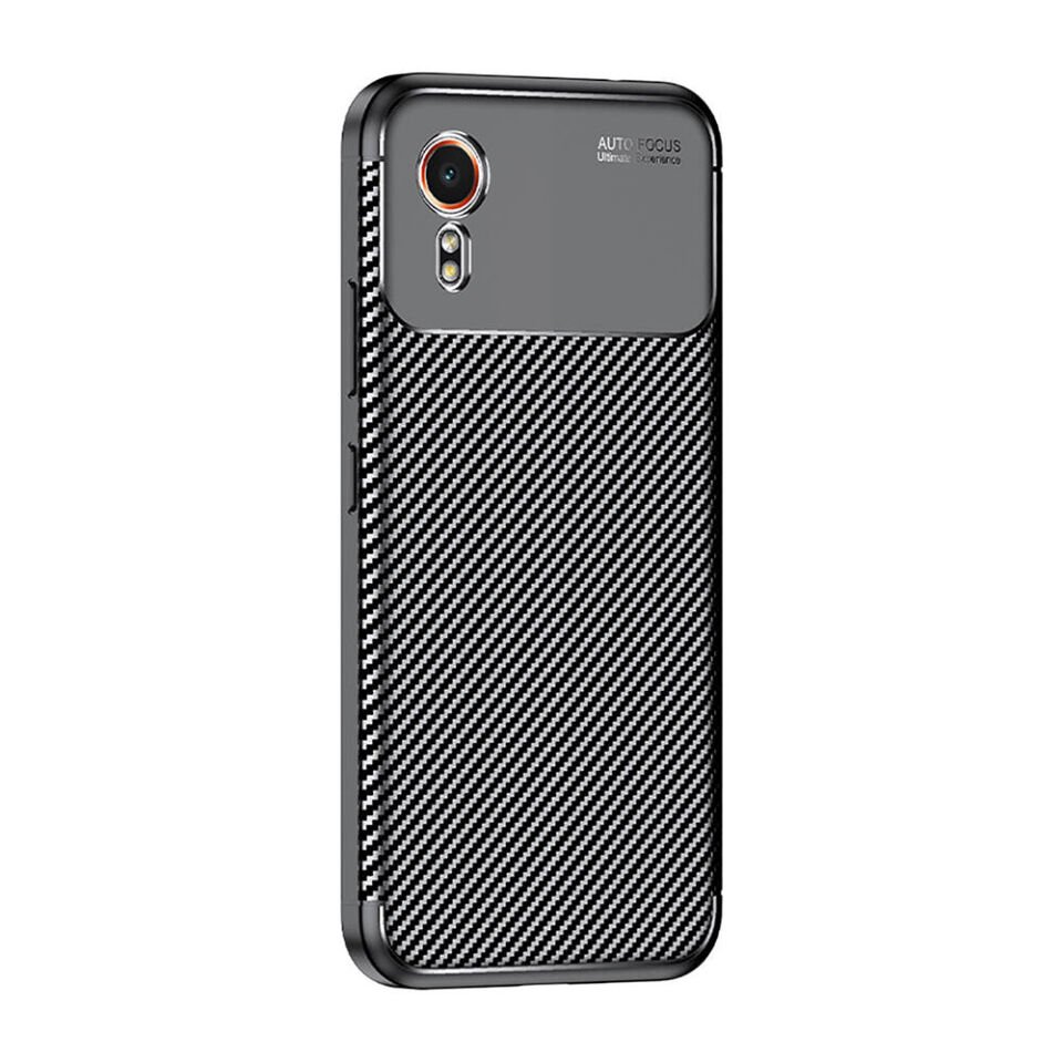 Samsung Galaxy Xcover7 Kılıf Kamera Çıkıntılı Karbon Fiber Dokulu Renk Atmaz Kapak (NEGRO) Siyah
