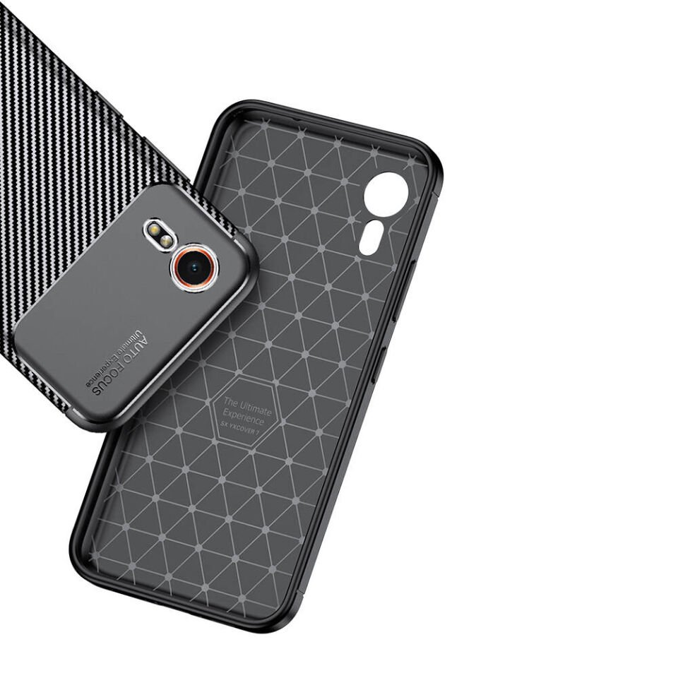 Samsung Galaxy Xcover7 Kılıf Kamera Çıkıntılı Karbon Fiber Dokulu Renk Atmaz Kapak (NEGRO) Siyah