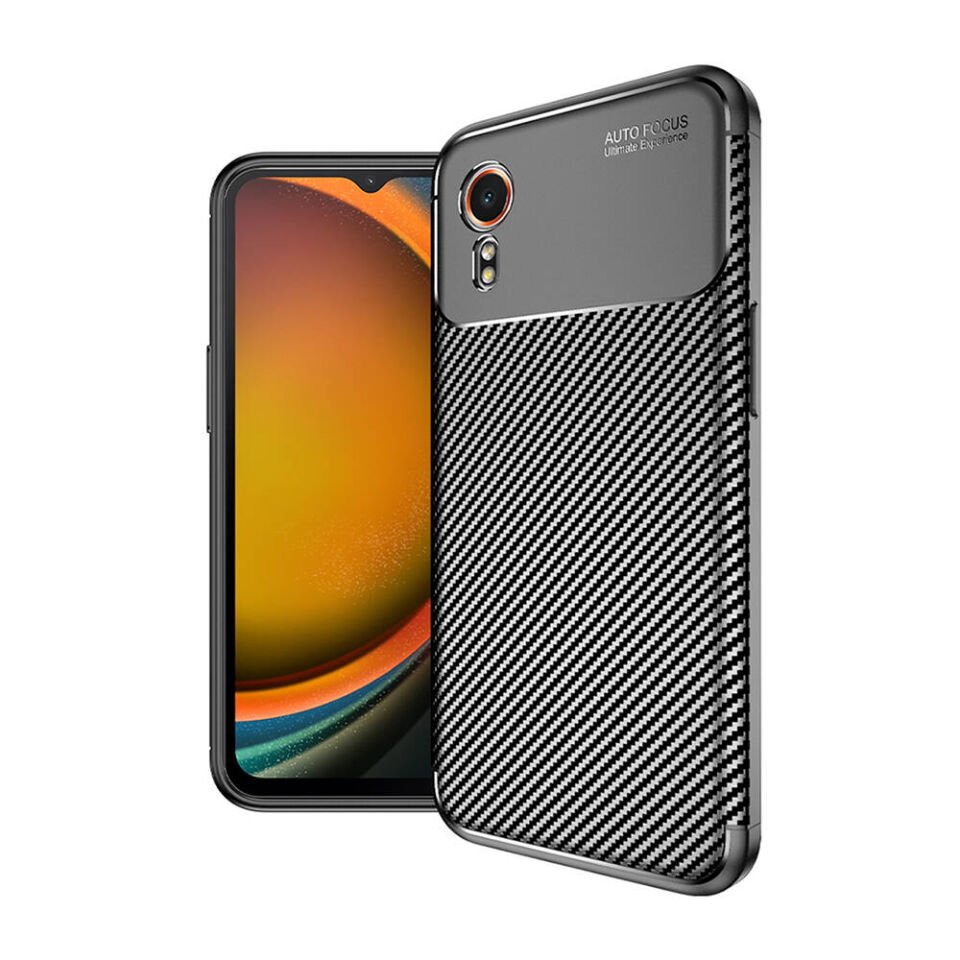 Samsung Galaxy Xcover7 Kılıf Kamera Çıkıntılı Karbon Fiber Dokulu Renk Atmaz Kapak (NEGRO) Siyah