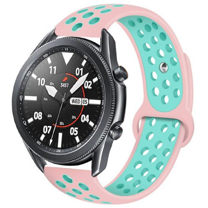 Huawei Watch Gt3 46mm Gt Gt2 Gt2 Pro Gt3 Gt3 Pro Uyumlu 22mm Silikon Kordon Kayış Tasarım (KRD-02) Pembe-Yeşil