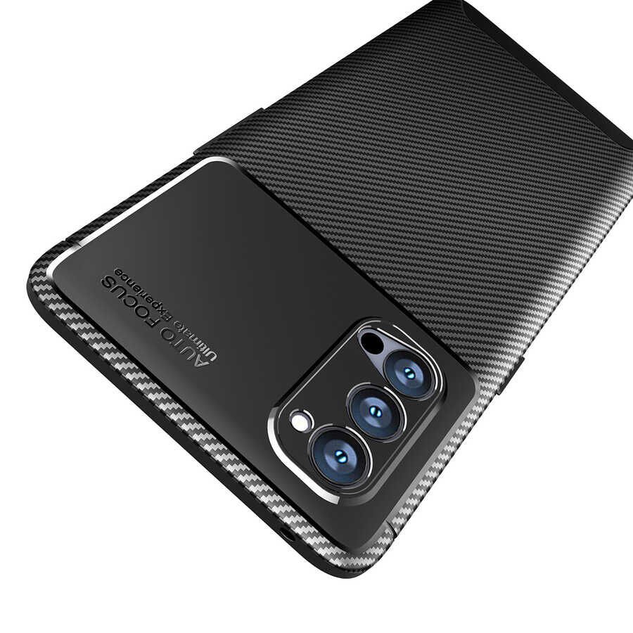 Oppo Reno 4 Pro 5G Kılıf Kamera Çıkıntılı Karbon Fiber Dokulu Renk Atmaz Kapak (NEGRO) Kahverengi