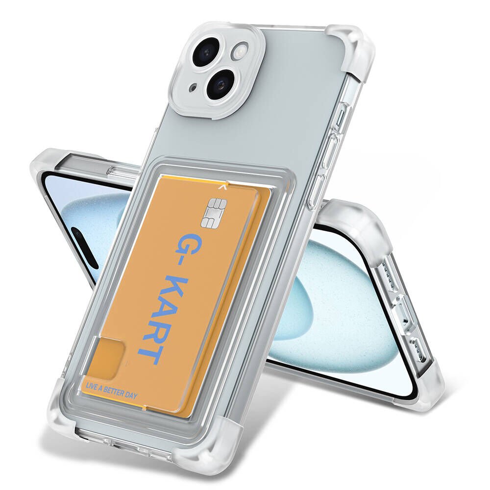 Apple iPhone 13 Kılıf Airbag Tasarımlı Şeffaf Kartlıklı HEPTEKİLETİŞİM G-Kart Kapak