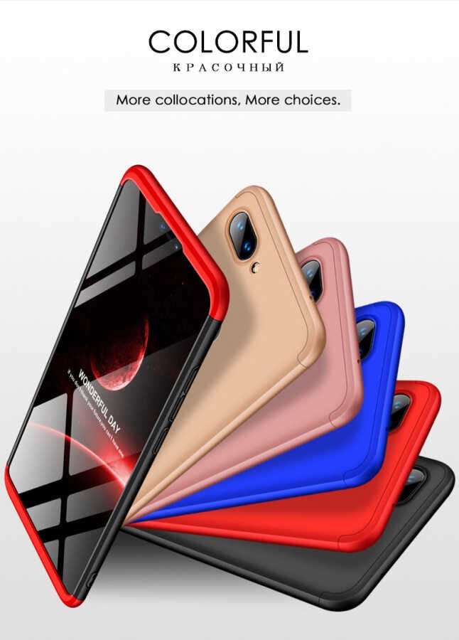 Xiaomi Mi 8 Lite Kılıf 360 Tam Koruma Ön Ve Arka Sert Mika Kapak Orjinal Ays Gkk Kapak Siyah