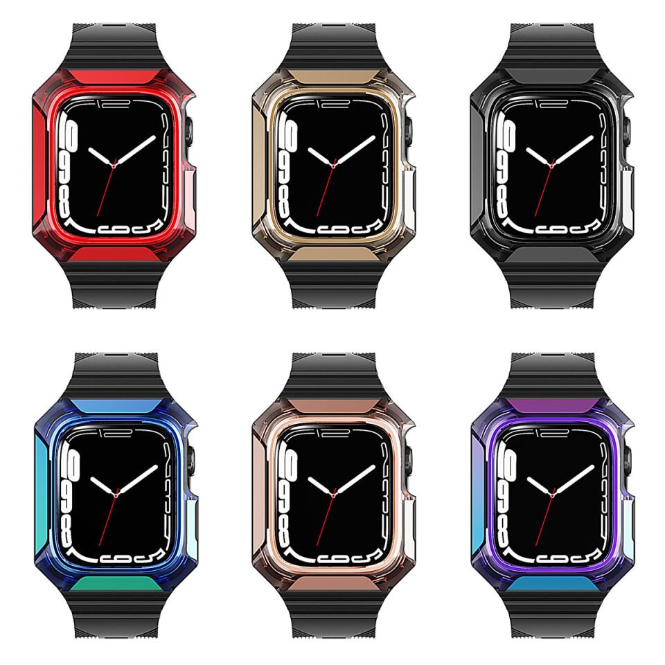 Apple Watch 7 41mm HEPTEKİLETİŞİM KRD-88 Sert PC Kasa Koruyuculu Silikon Kordon