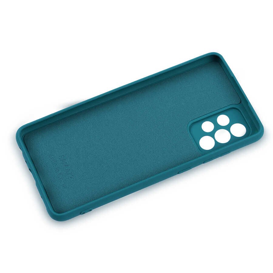 Samsung Galaxy A72 Kadife İç Yüzey Yumuşak Dokulu Kamera Korumalı İnce Kapak (MARA) Koyu Yeşil