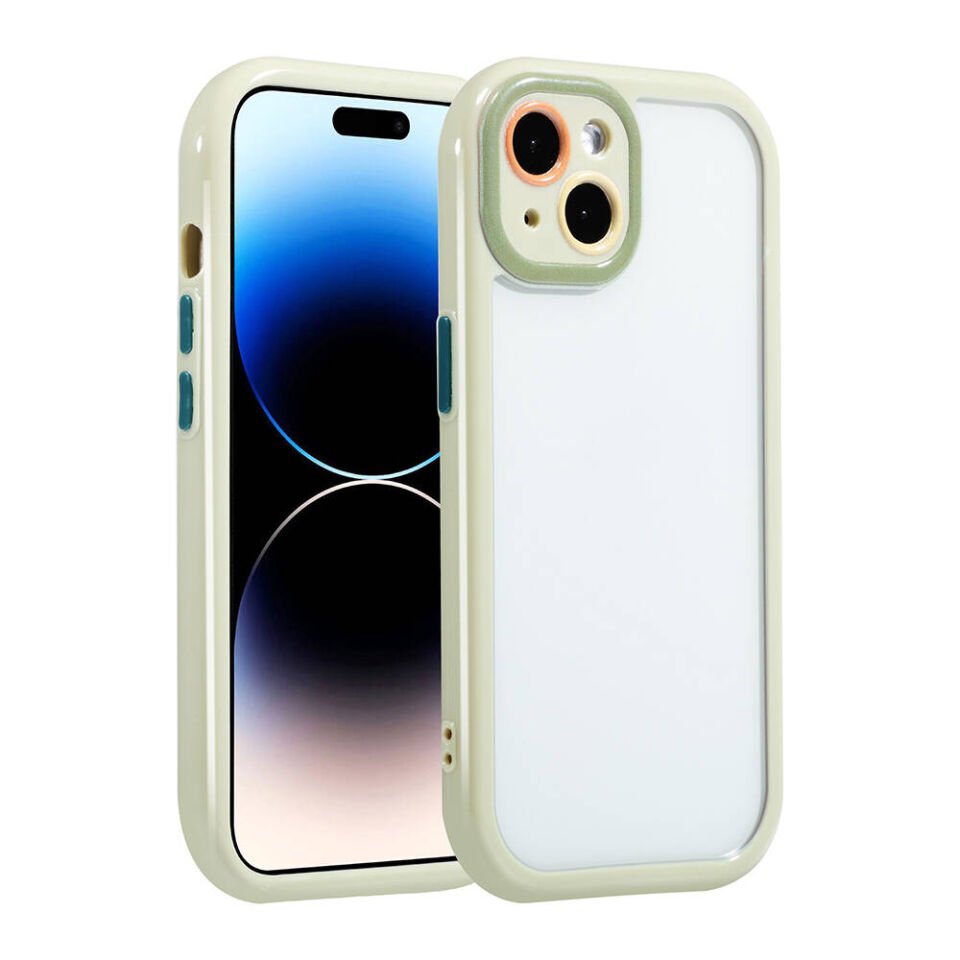 Apple  iPhone 14 Kılıf Kamera Korumalı Renkli Kenar ve Çerçeve Tasarımlı Kapak (Vitamin) Yeşil