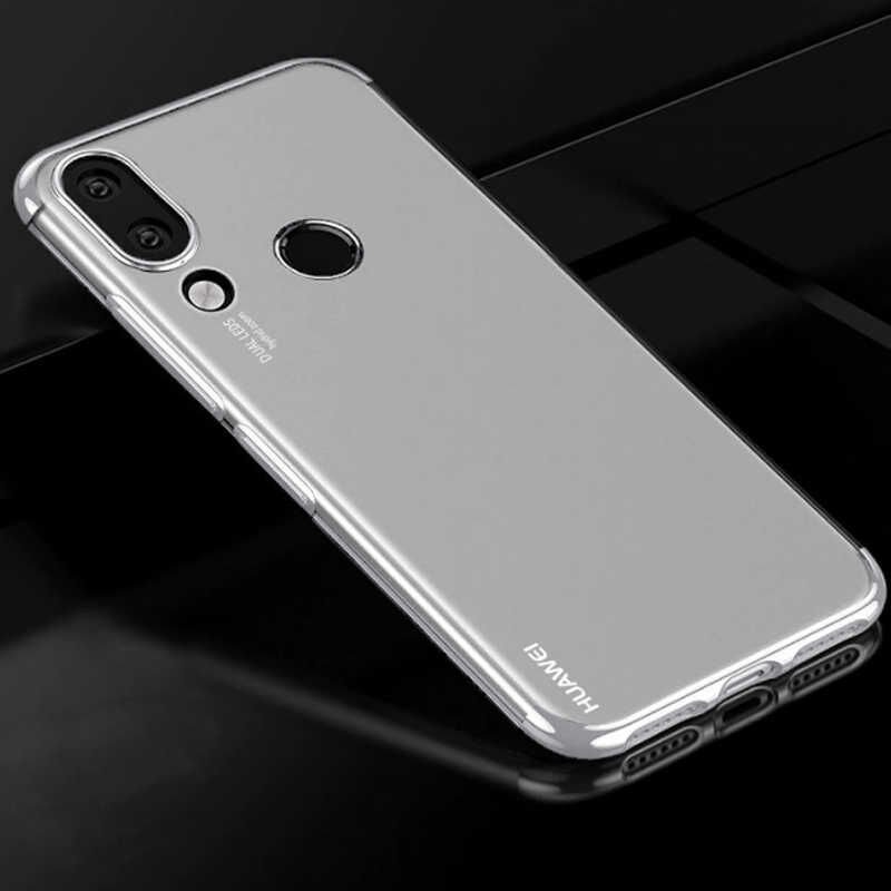 Huawei Honor Play Kılıf Dört Köşe Renkli Lazer Şeffaf Silikon Kapak (GLİTTER) Gri