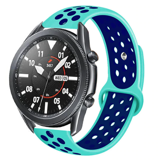 Huawei Watch Gt3 46mm Gt Gt2 Gt2 Pro Gt3 Gt3 Pro Uyumlu 22mm Silikon Kordon Kayış Tasarım (KRD-02) Turkuaz-Mavi