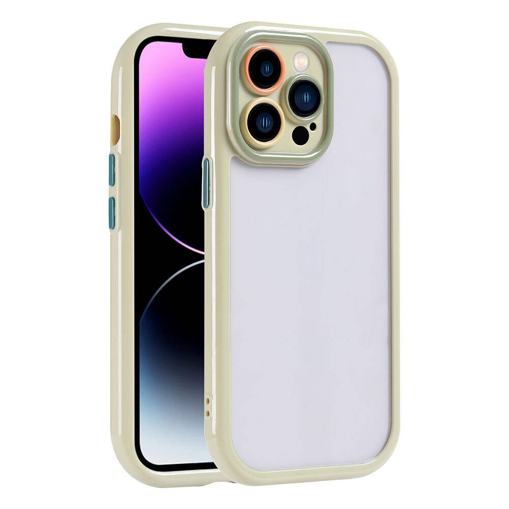 Apple  iPhone 14 Pro Max Kılıf Kamera Korumalı Renkli Kenar ve Çerçeve Tasarımlı Kapak (Vitamin) Yeşil