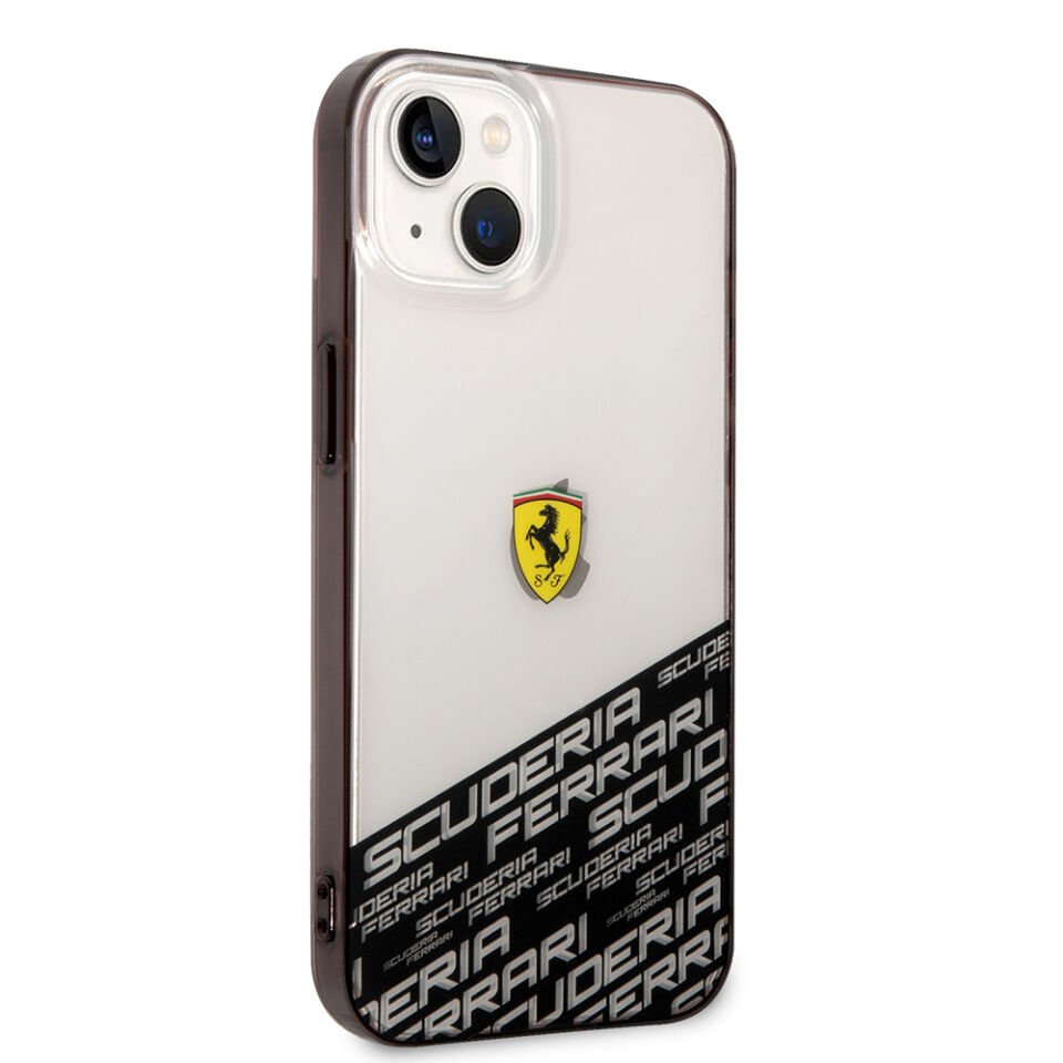 Apple iPhone 14 Kılıf Ferrari Orjinal Lisanlı Transparan Alt Kısım Baskılı Dizayn Kapak