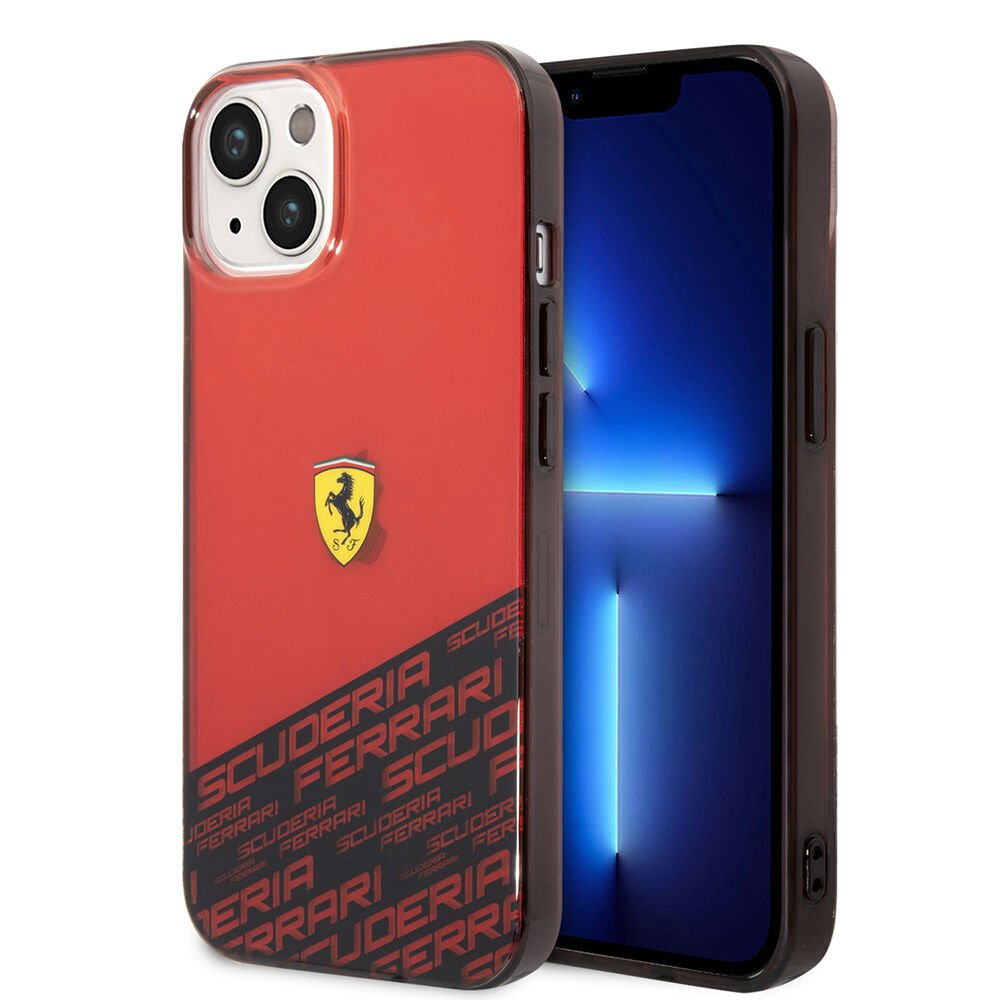 Apple iPhone 14 Kılıf Ferrari Orjinal Lisanlı Transparan Alt Kısım Baskılı Dizayn Kapak