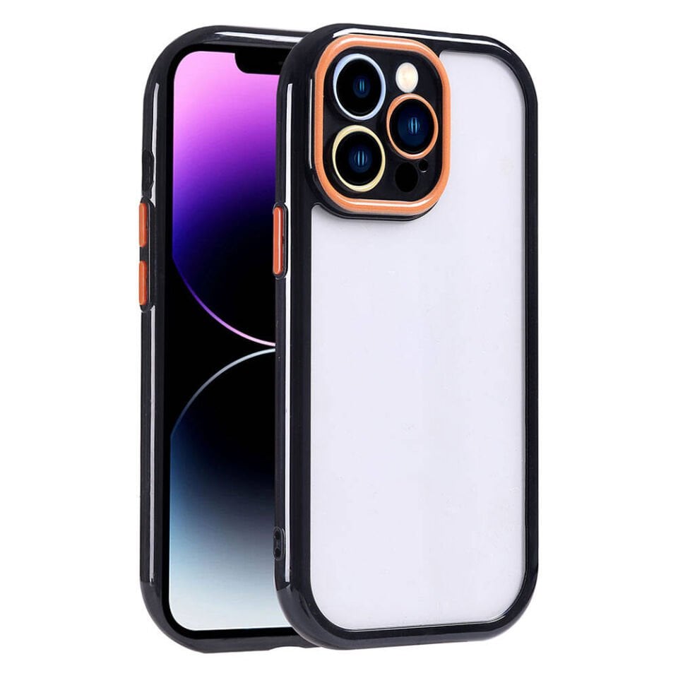 Apple  iPhone 14 Pro Max Kılıf Kamera Korumalı Renkli Kenar ve Çerçeve Tasarımlı Kapak (Vitamin) Siyah