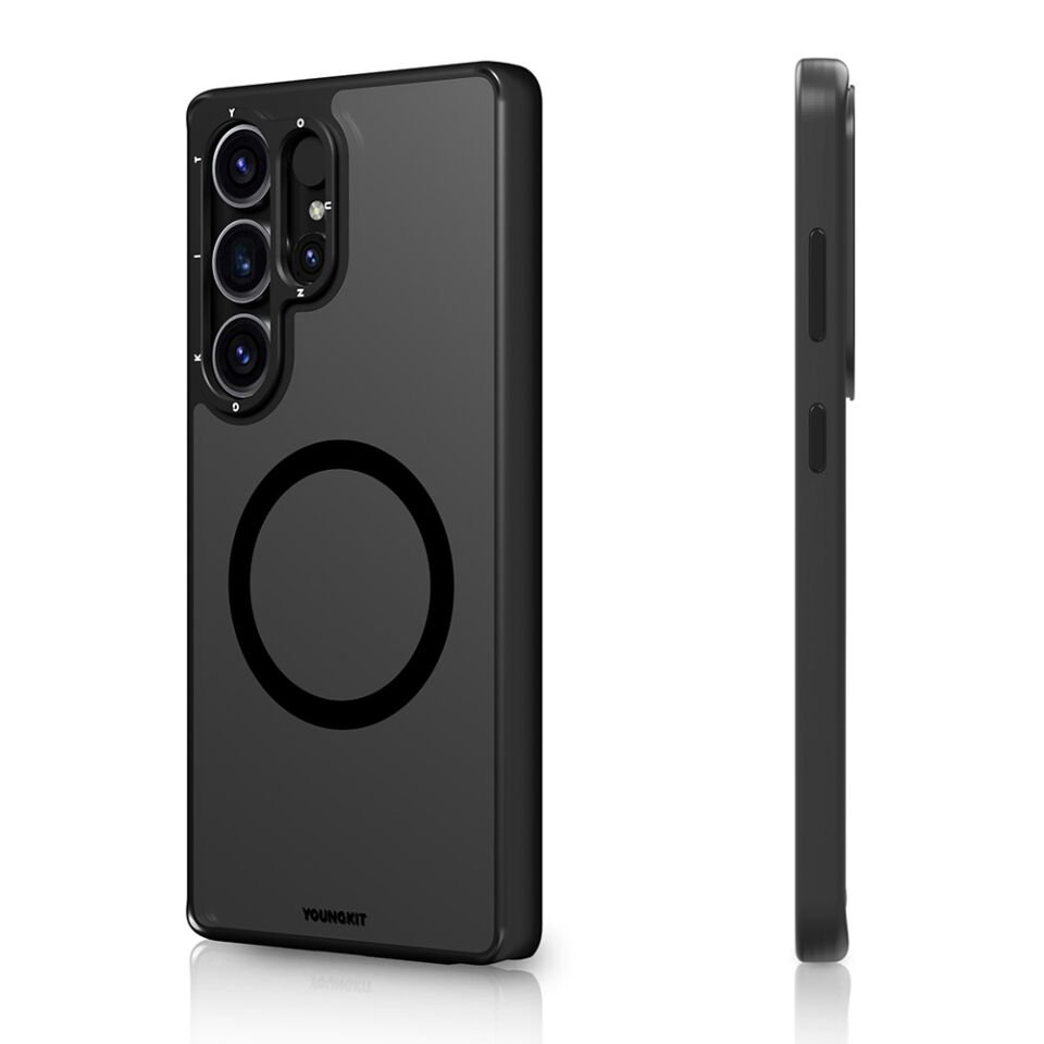 Galaxy S25 Ultra Kılıf Magsafe Şarj Özellikli Cam Arka Yüzey TPU Youngkit Gemstone Serisi Kapak