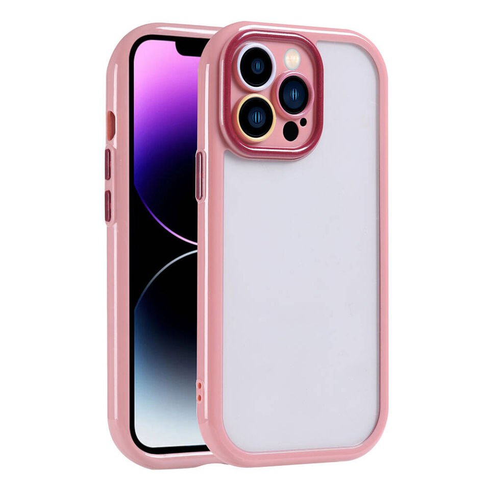 Apple  iPhone 14 Pro Max Kılıf Kamera Korumalı Renkli Kenar ve Çerçeve Tasarımlı Kapak (Vitamin) Mürdüm