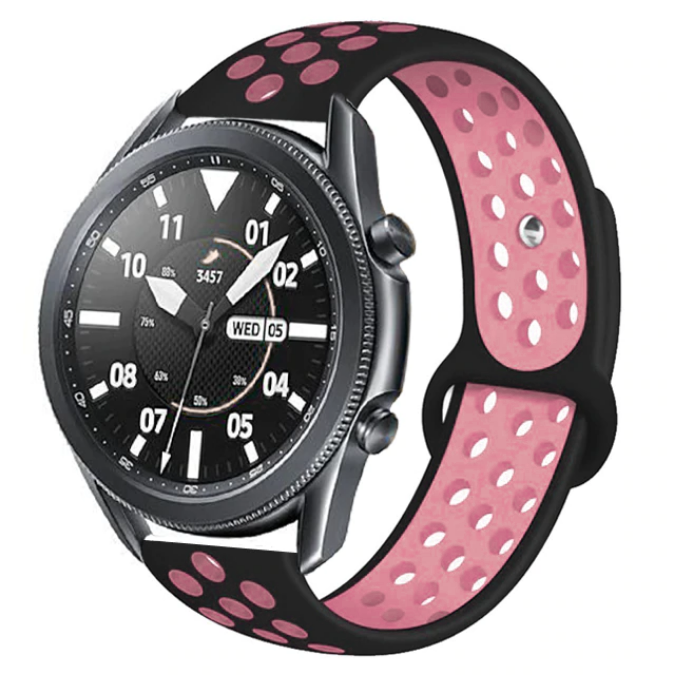 Huawei Watch Gt3 46mm Gt Gt2 Gt2 Pro Gt3 Gt3 Pro Uyumlu 22mm Silikon Kordon Kayış Tasarım (KRD-02) Siyah-Rose Gold