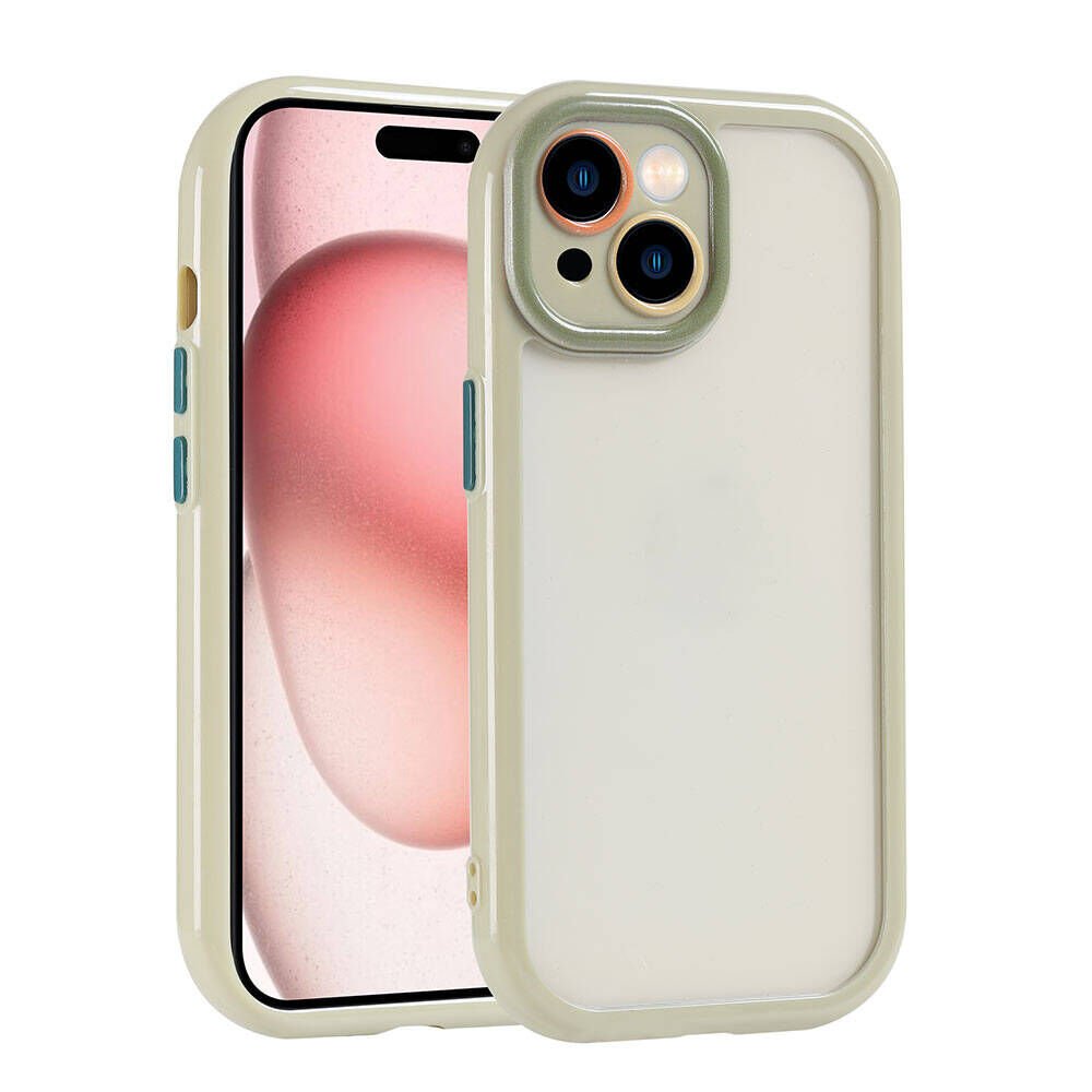 Apple  iPhone 15 Kılıf Kamera Korumalı Renkli Kenar ve Çerçeve Tasarımlı Kapak (Vitamin) Yeşil