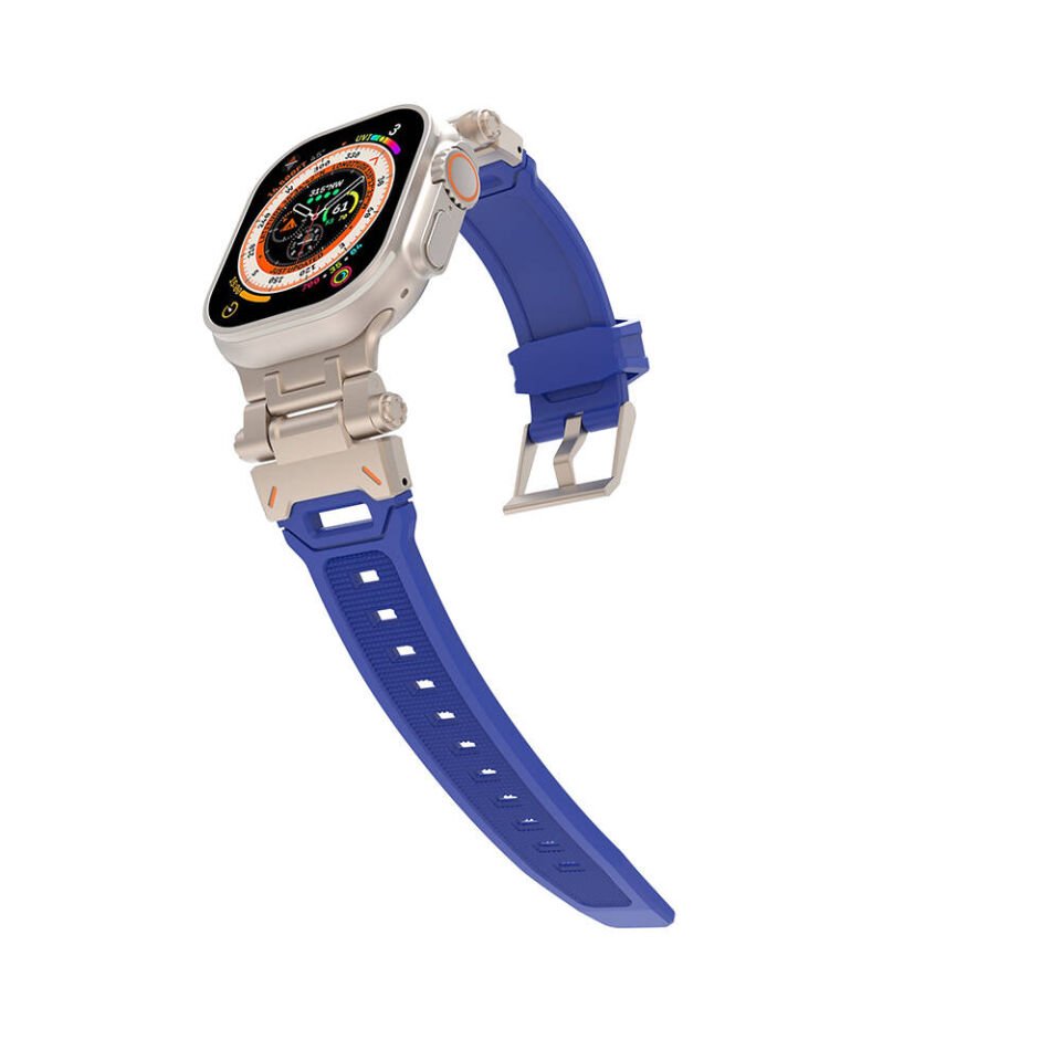 Apple Watch 42mm HEPTEKİLETİŞİM KRD-108 Metal Başlıklı Silikon Kordon
