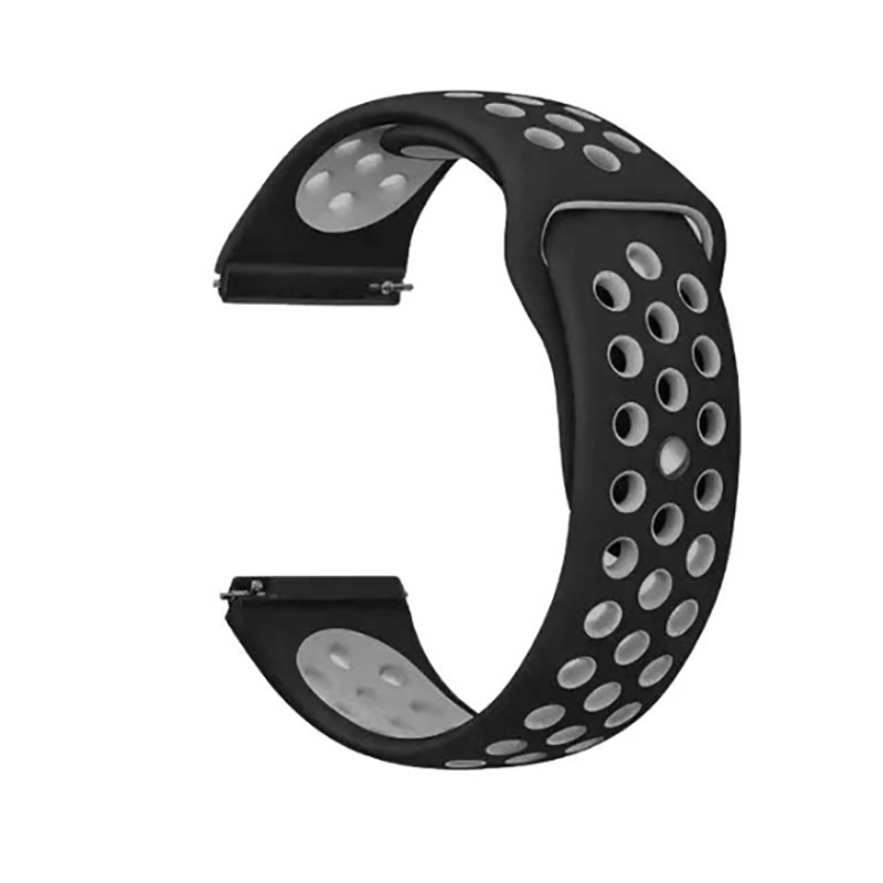 Huawei Watch Gt3 46mm Gt Gt2 Gt2 Pro Gt3 Gt3 Pro Uyumlu 22mm Silikon Kordon Kayış Tasarım (KRD-02) Siyah-Gri