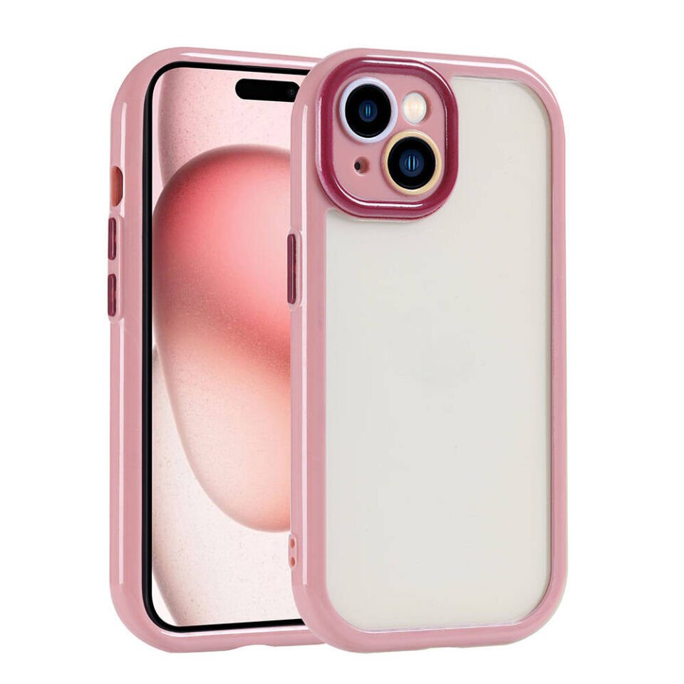 Apple  iPhone 15 Kılıf Kamera Korumalı Renkli Kenar ve Çerçeve Tasarımlı Kapak (Vitamin) Mürdüm