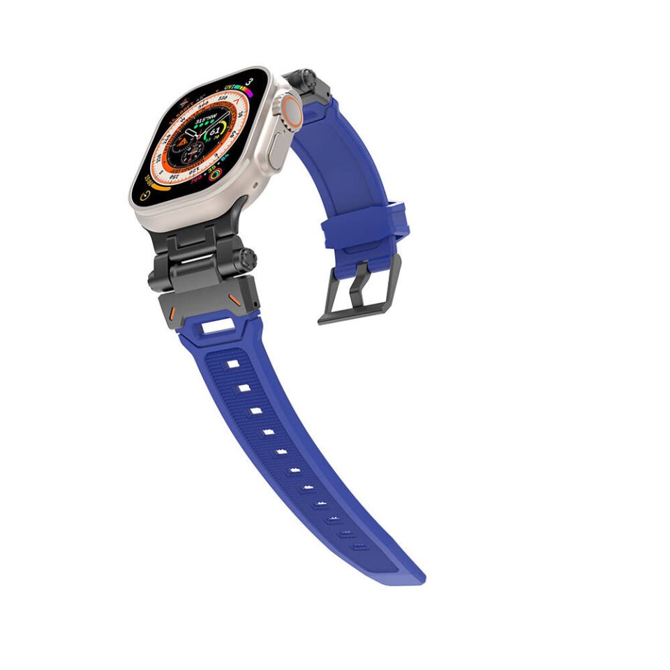 Apple Watch 44mm HEPTEKİLETİŞİM KRD-108 Metal Başlıklı Silikon Kordon