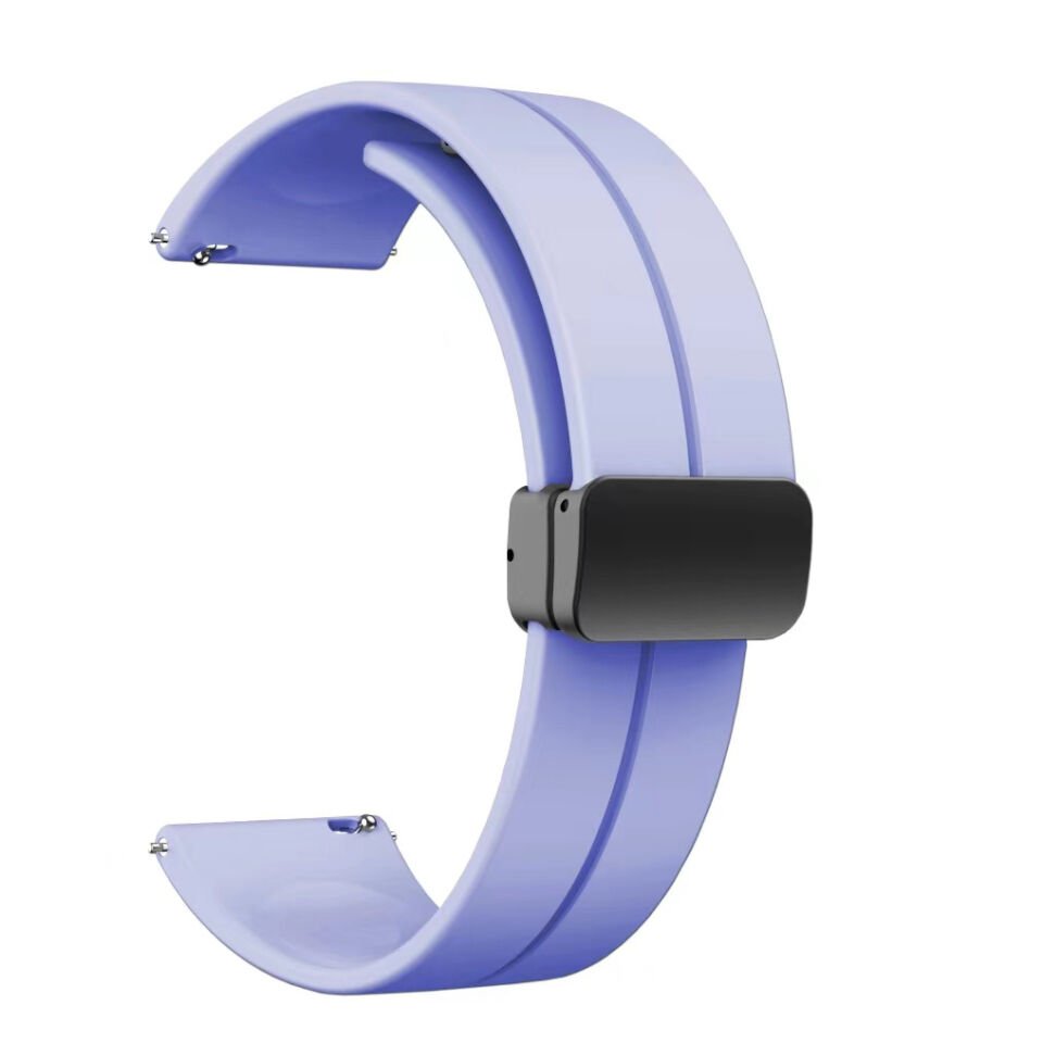 Huawei GT2 46mm (20mm) Silikon Kordon Metal Toka Tasarım (KRD-84) Lila