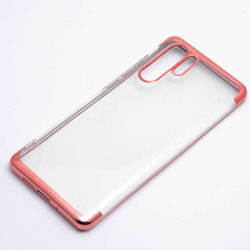 Huawei P30 Pro Kılıf Dört Köşe Renkli Lazer Şeffaf Silikon Kapak (GLİTTER) Rose Gold